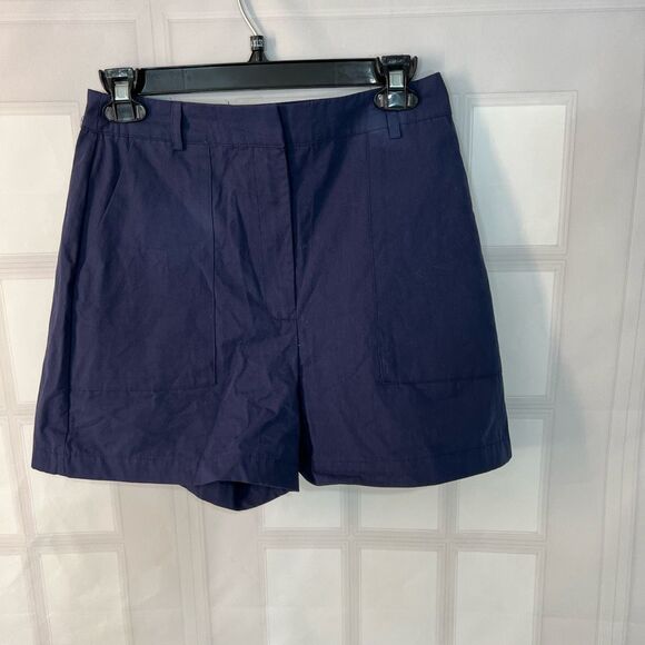 Mango NWT navy high waisted cotton shorts size small - Picture 3 of 10